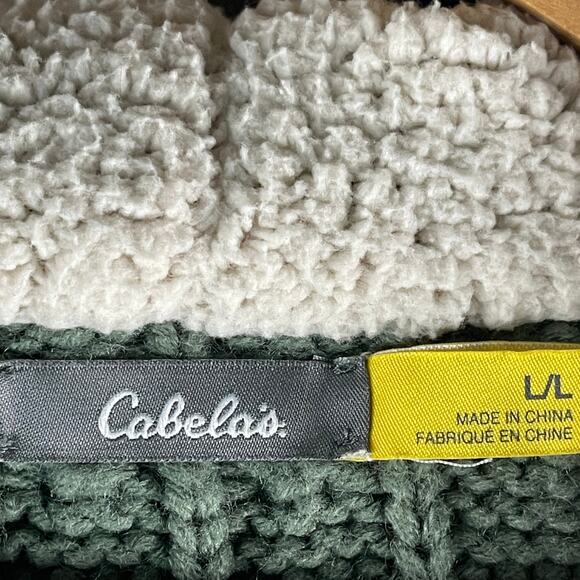 Cabela’s Green Cable Knit Hooded Sweater Jacket Women’s Large - Picture 2 of 7